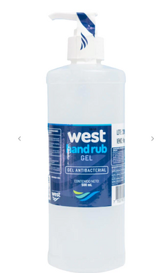 Gel antibacterial alcohol etilico dispensador frasco desinfeccion asepsia de manos higiene de manos West - Electroquimica West - AYGPHARMA