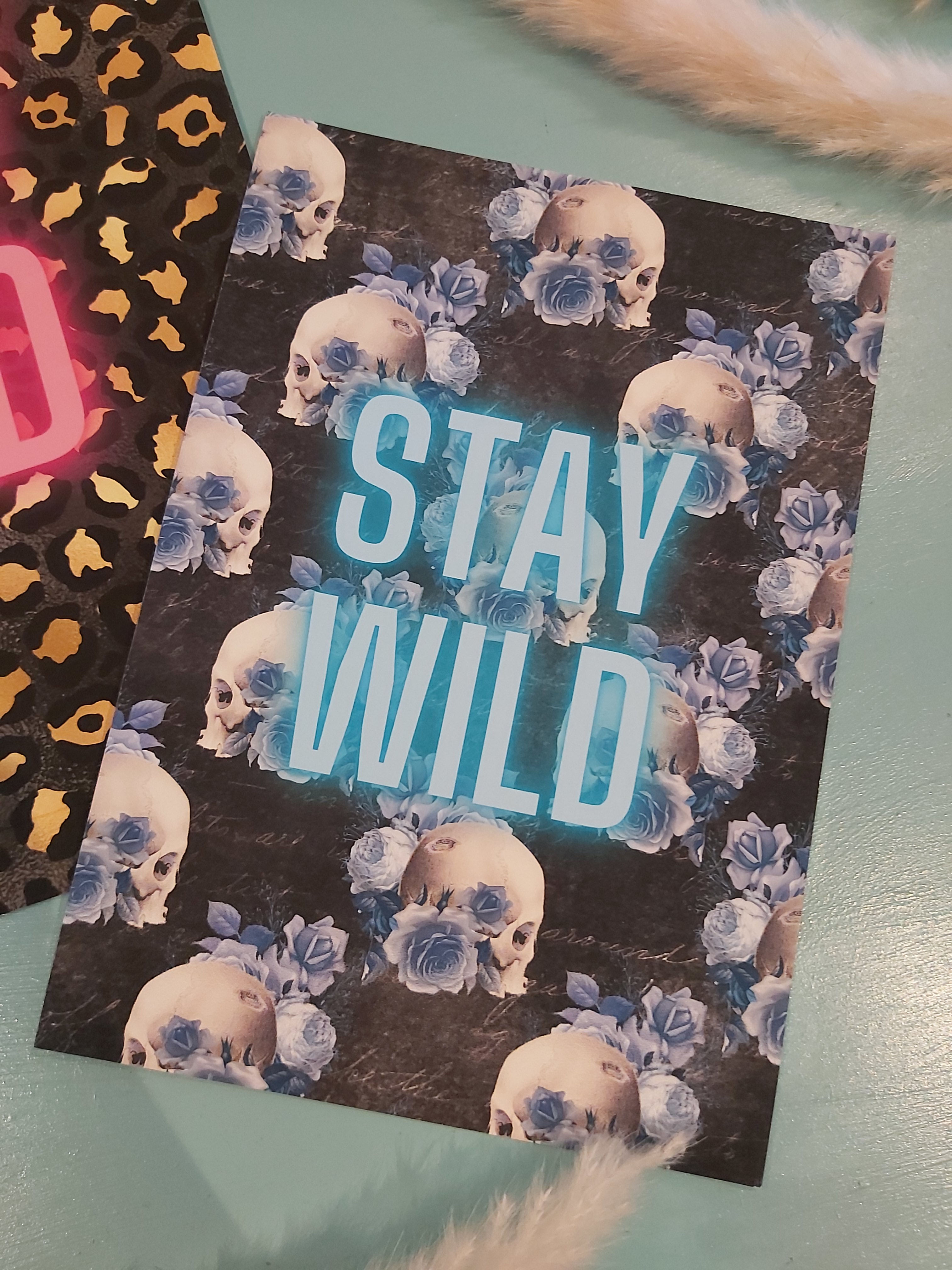 'STAY WILD ' print ~ Blue skulls 