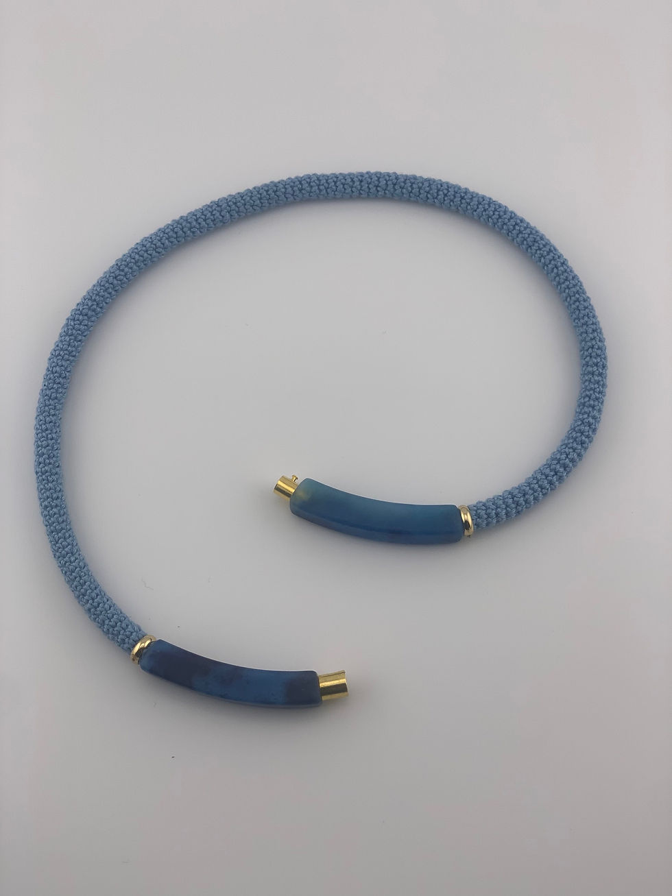 Thumbnail: Circle necklace No.2 in blue corian and blue crochet