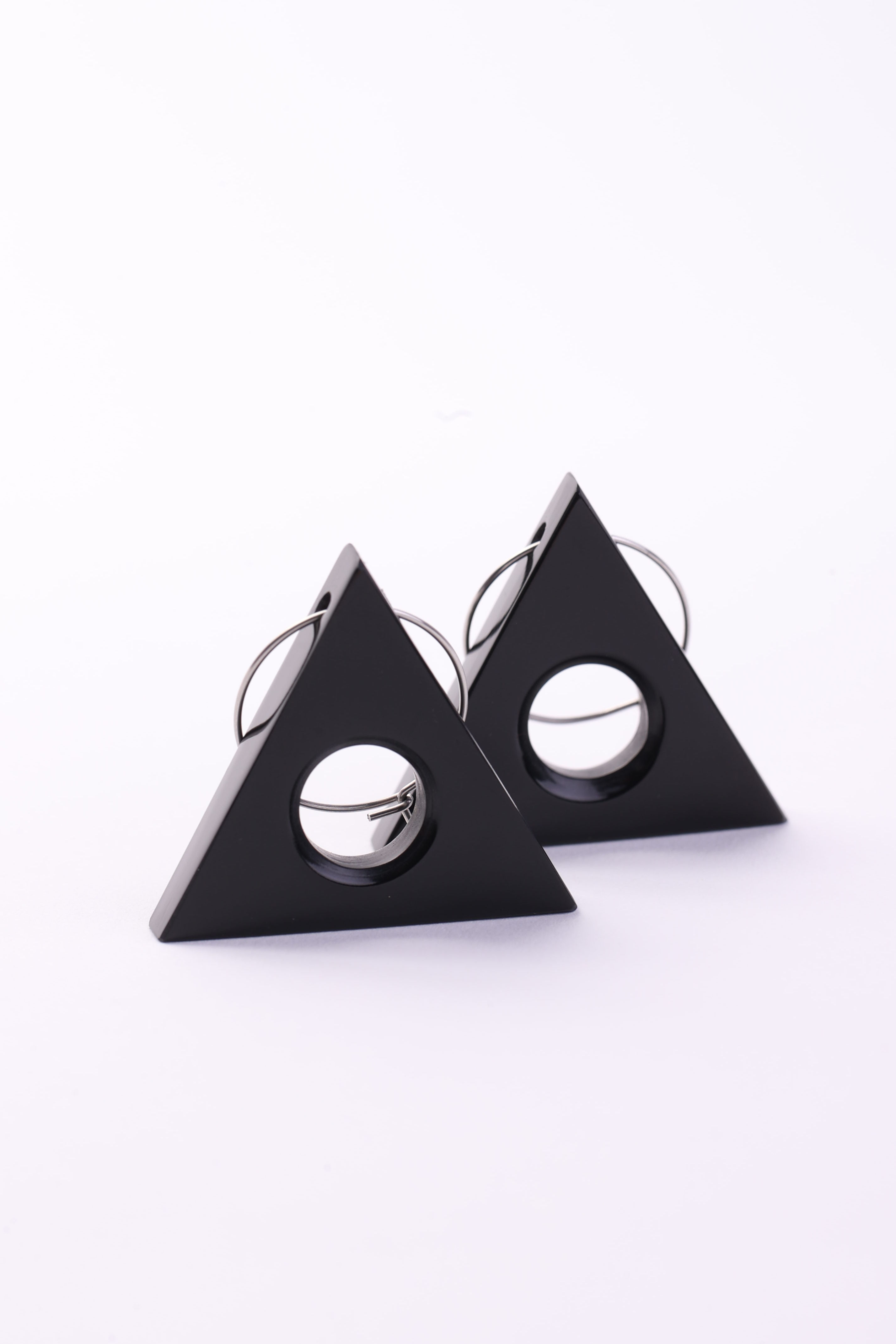 Earrings in Black Corian with circle