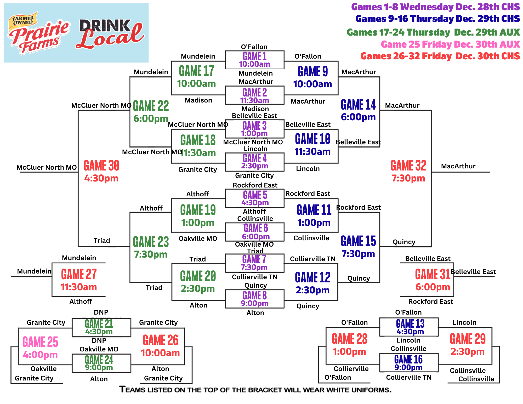 2022 Tournament Bracket Collinsville Holiday Classic