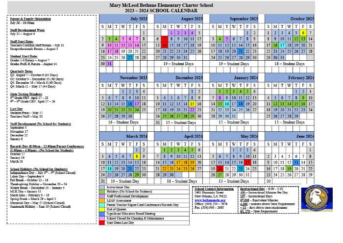 2024-2025 School Calendar