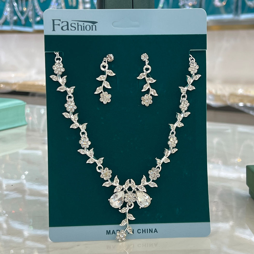 Thumbnail: 3PC Women's Fashion Design Flower Necklace Earrings Jewelry Set Suitable for Wed