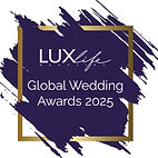 Lux Global Wedding Awards 2025 text on a dark blue background.