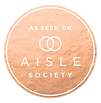 As Seen On Aisle Society logo badge, indicating feature on the website.