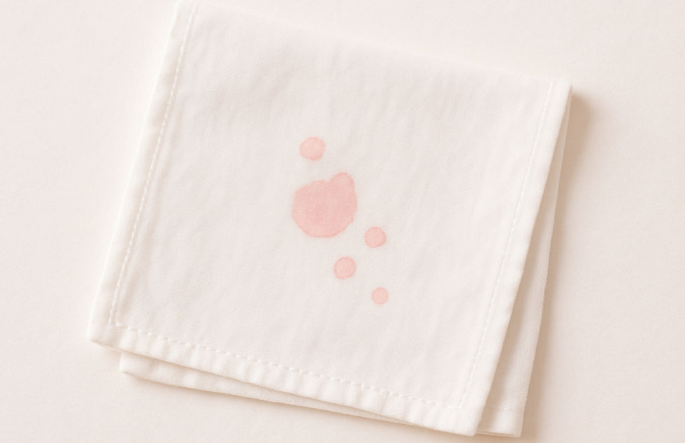 Oさんの不正出血量イメージ。桜色の少量出血あり