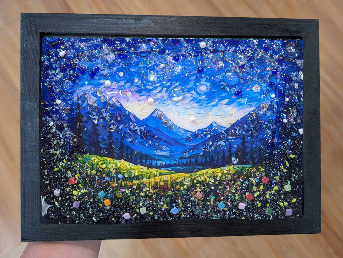 DIY Crushed Glass Panel Mountains