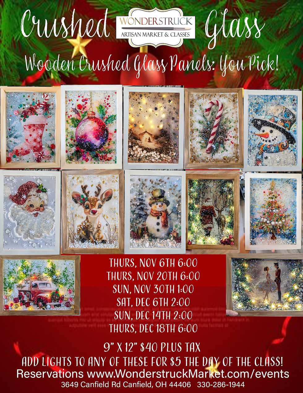 Winter Crushed Glass Wooden Panels Dec 6th 2:00 pm