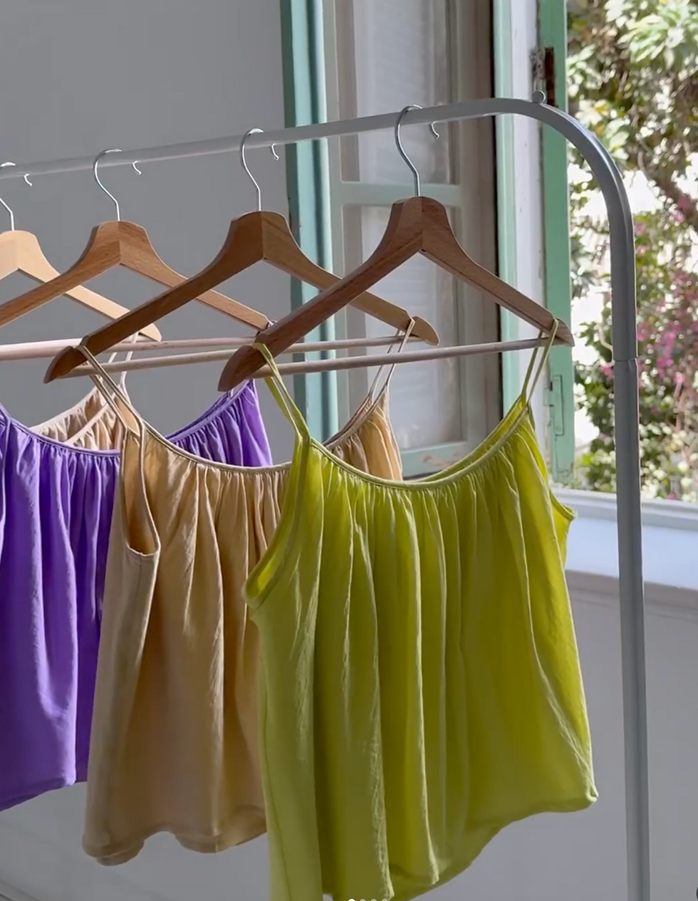 Layla crop top in 3 colors on hangers