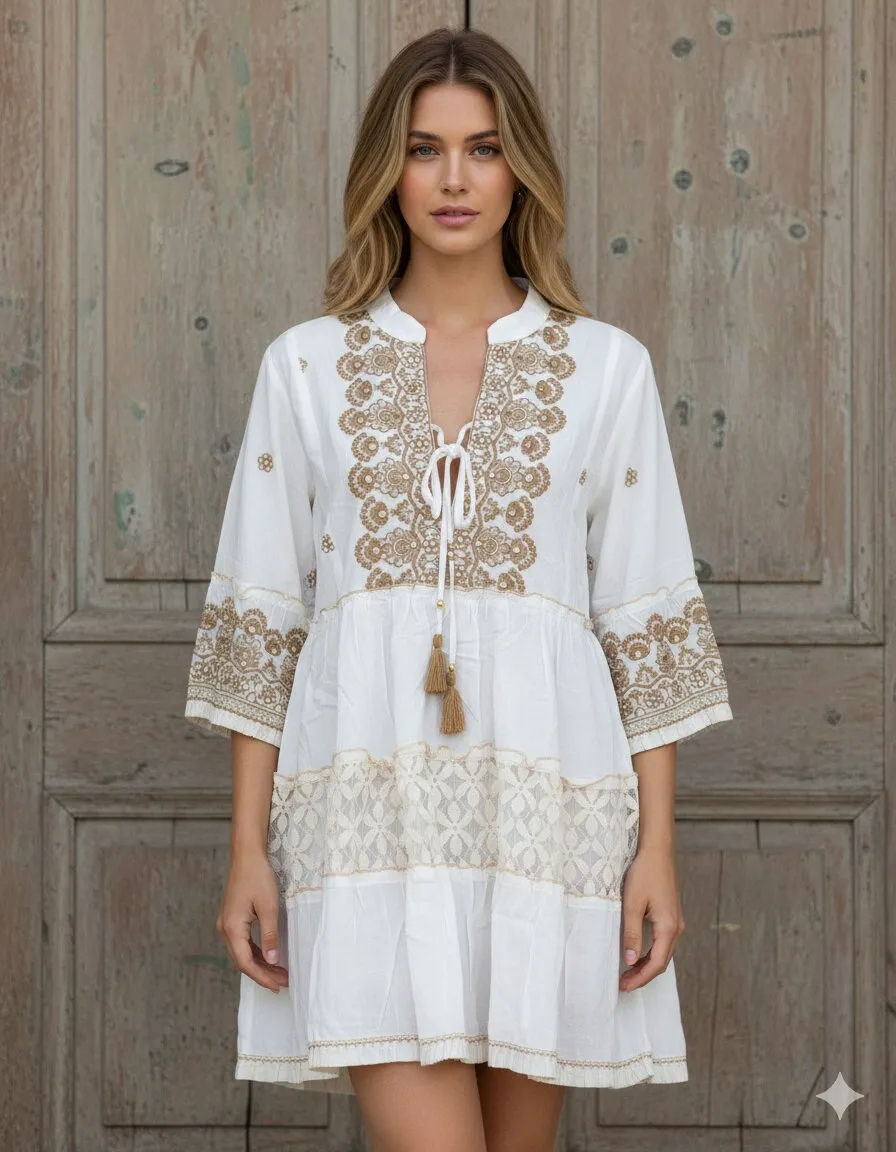 White Embroidered Dress
