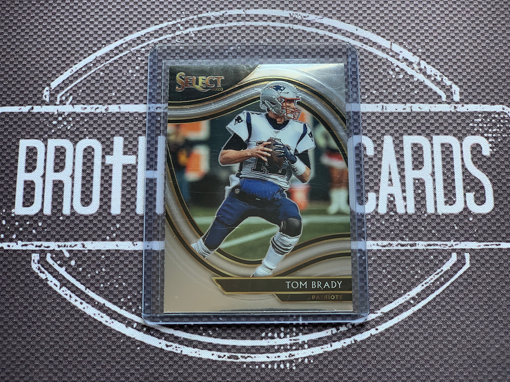 New England Patriots Quarterback Tom Brady Select Football Sports Card on Brothers In Cards hobby subscription box table
