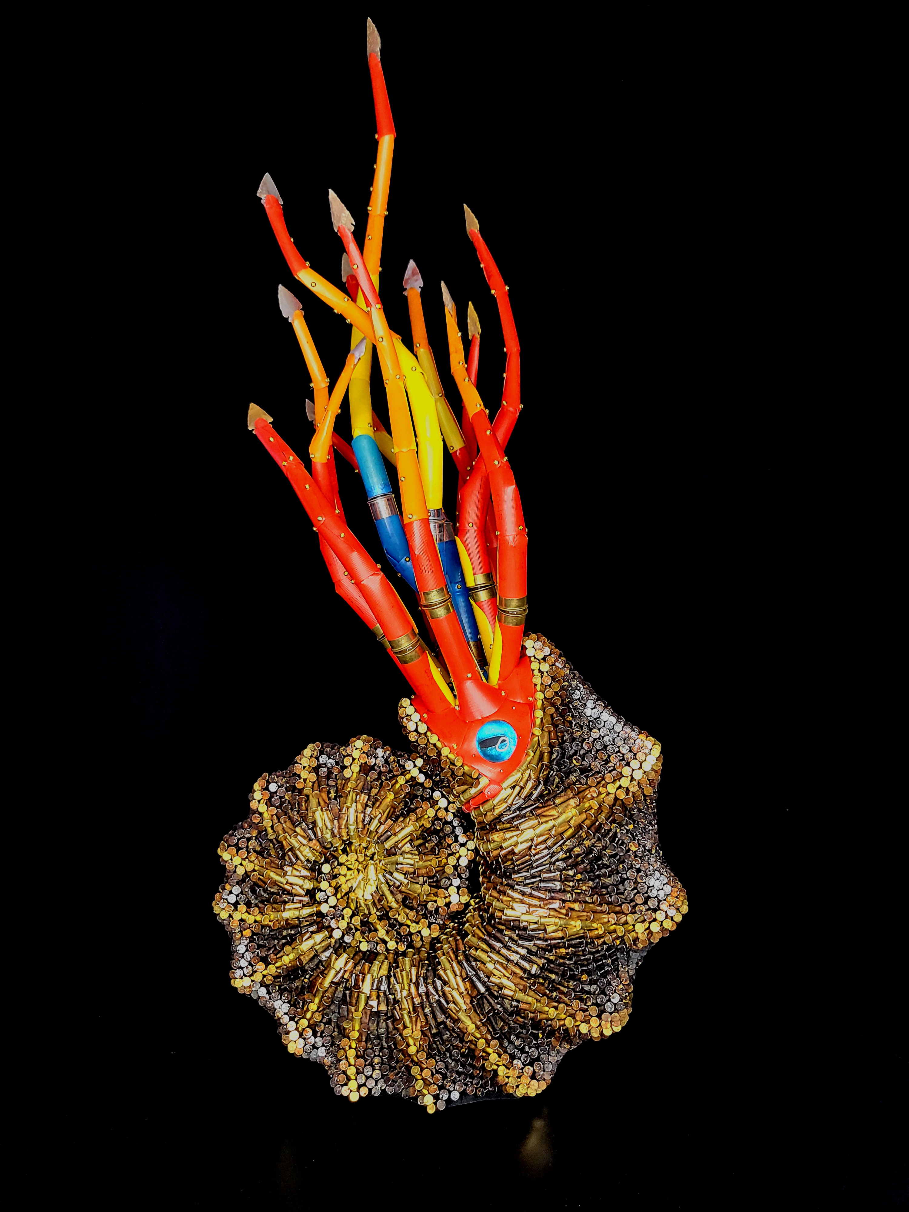 Ammonite bullet shell sculpture