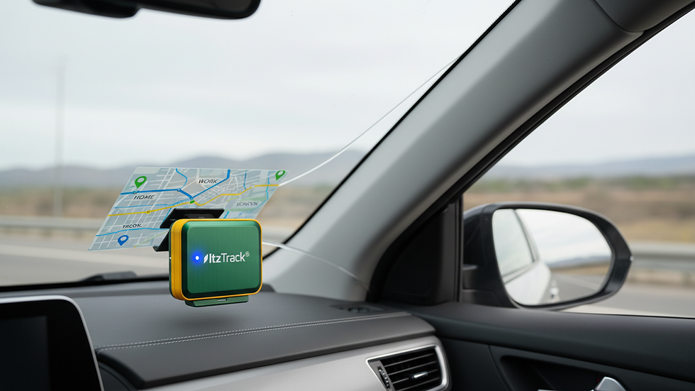 Close-up de dispositivo GPS instalado em veículo para rastreamento