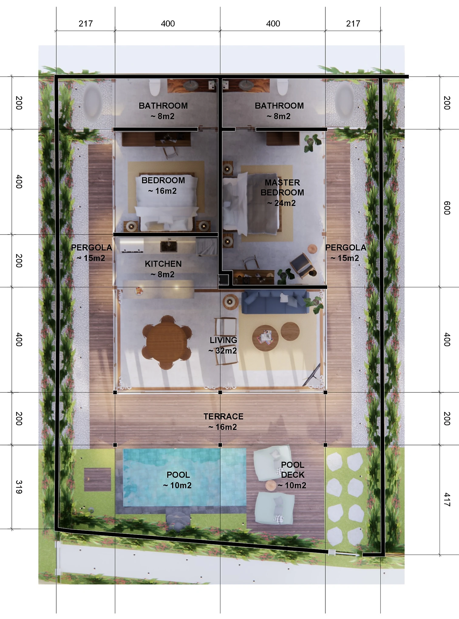 Villa Floor plan Serena Villas Uluwatu in Bali