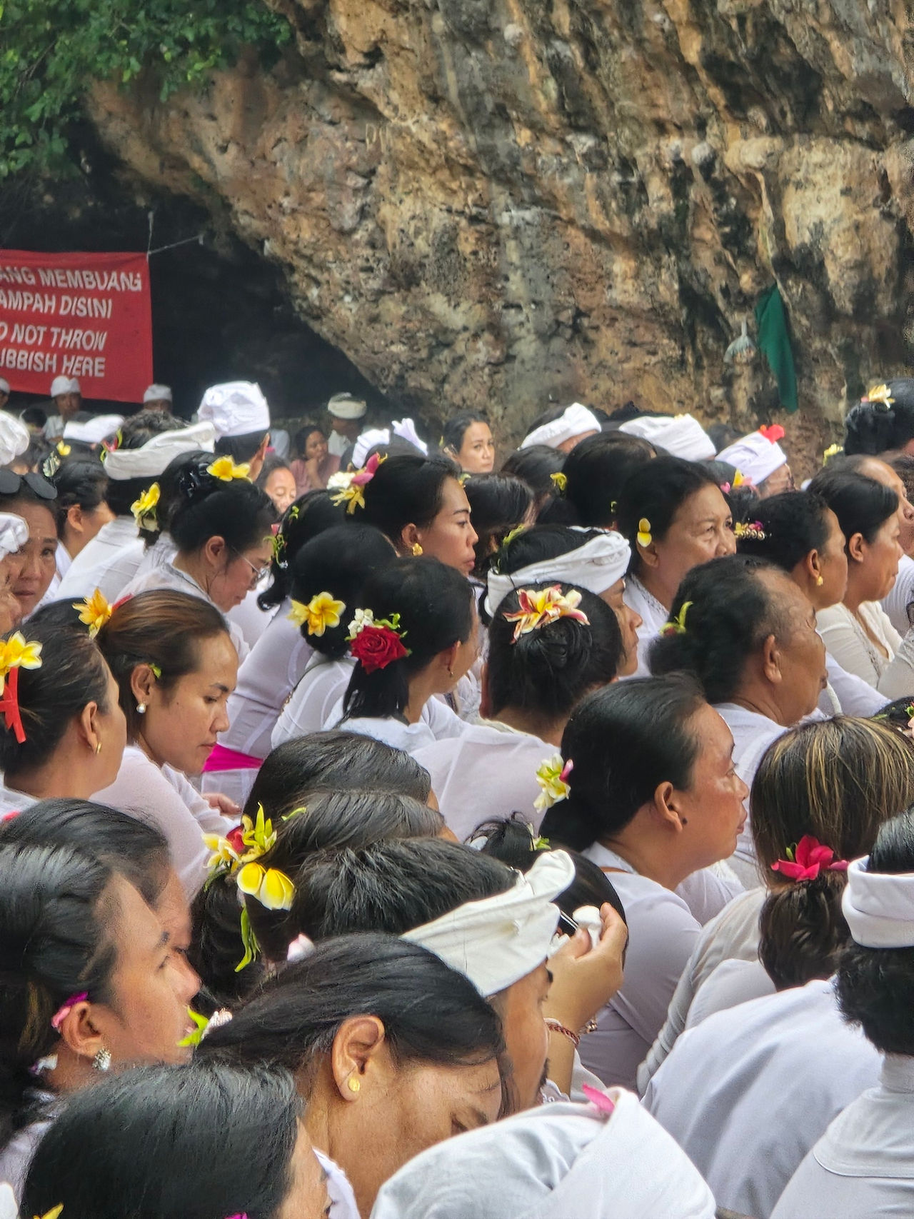 People on the beach during Melasti ceremony