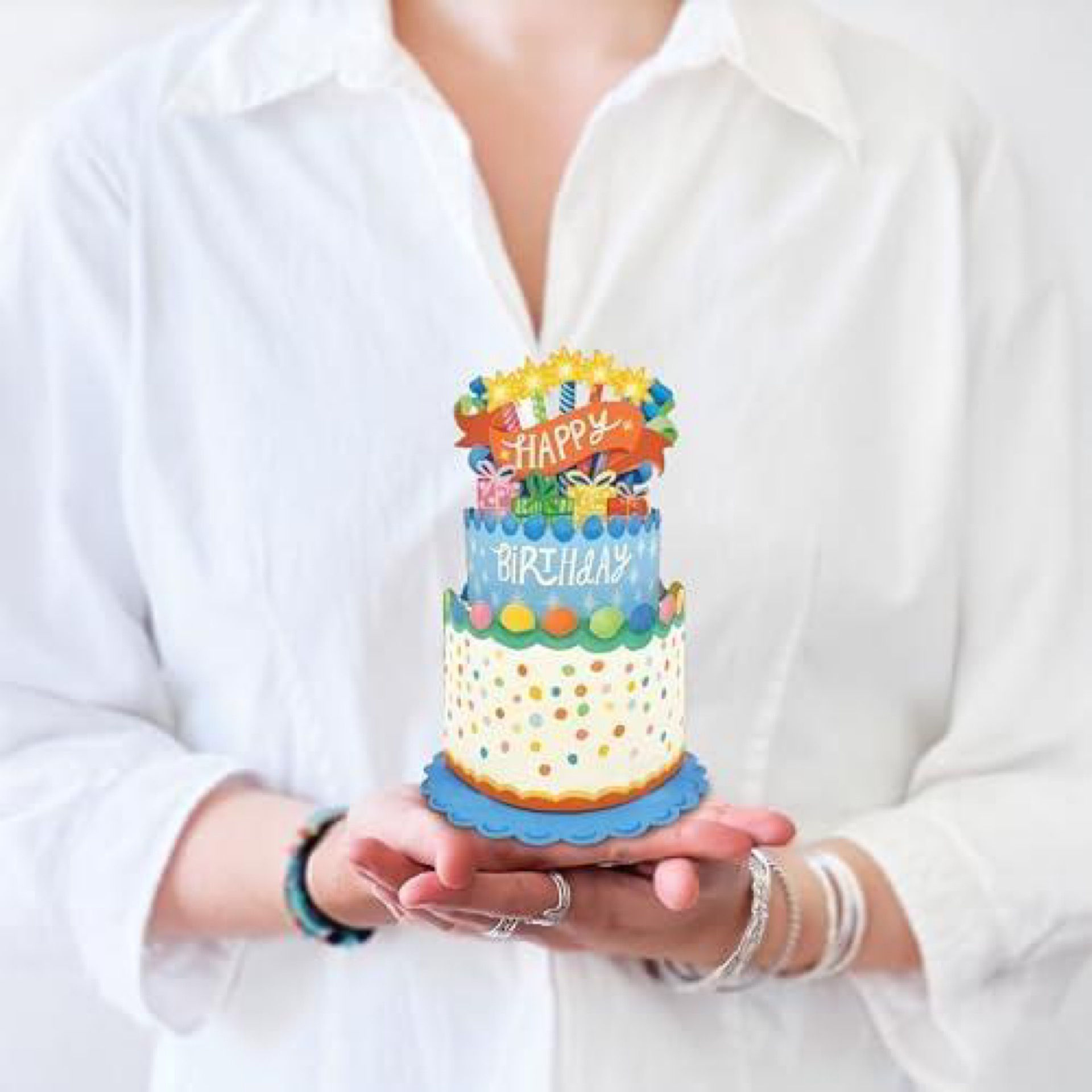 Freshcut Paper Pop Up Cards, Mini Confetti Birthday Cake, 6 Inch Mini 3D PopUp G