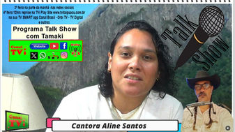 Canal TVi Programa Talk Show com Tamaki entrevistando a Cantora Aline Santos