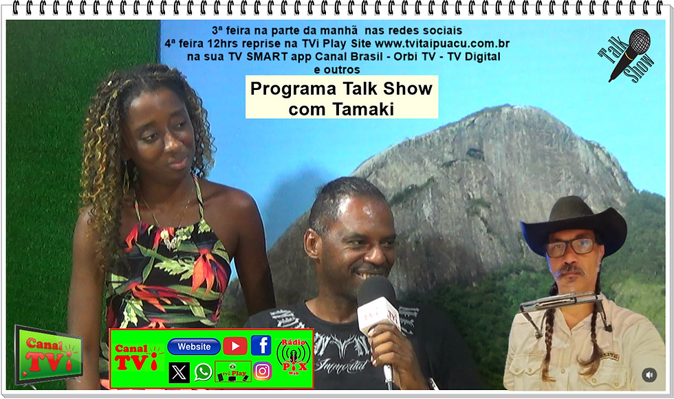 Canal TVi Programa Talk Show com Tamaki entrevistando Dudu Gomez e Beatriz.