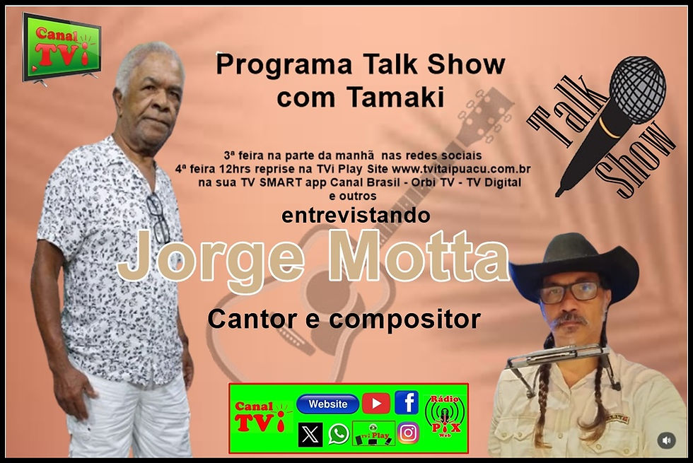 Canal TVi Programa Talk Show com Tamaki entrevistando o cantor e compositor Jorge Motta.