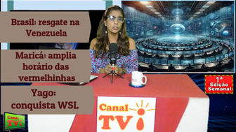 Canal TVi Platão de Notícia, 1ª edição: Brasil na Venezuela; Maricá e as vermelinhas.Yago Dora WSL.