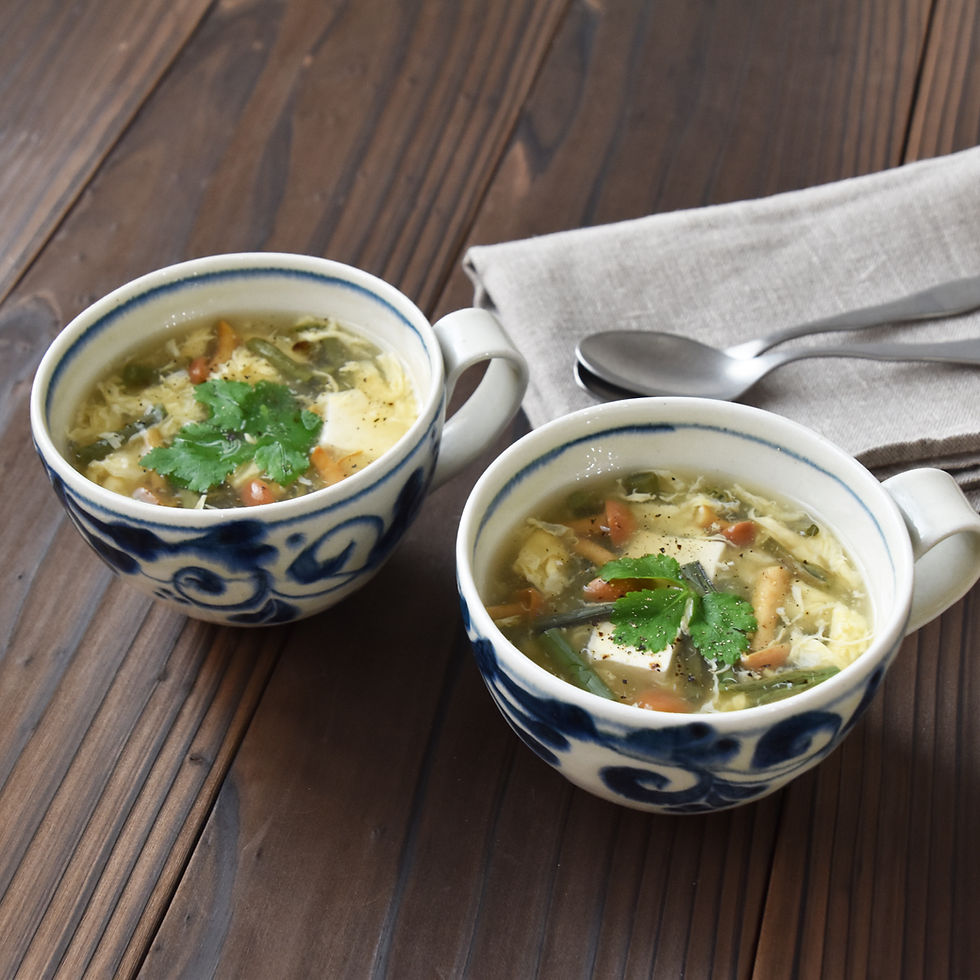 【わらびの水煮のアレンジレシピ】『わらびと豆腐のかきたまスープ』