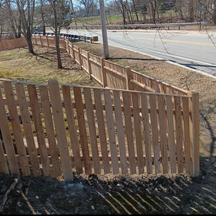 6-ft cedar privacy fence with clean top line in New Gloucester, Maine.