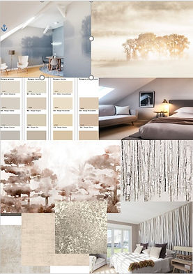 Planche tendance aménagement d'un espace bureau bain naturelle et cocooning