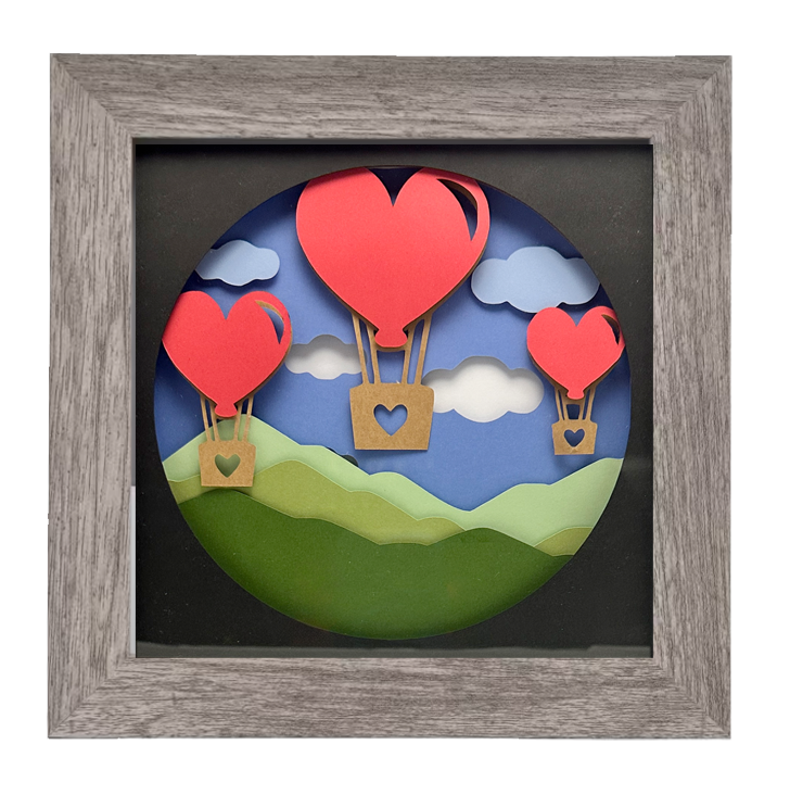 Thumbnail: 5" x 5" Heart Balloon Shadow Box