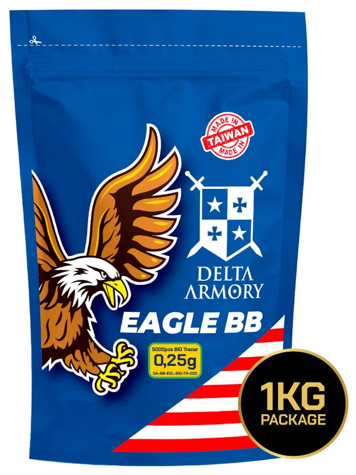 Delta Armory 0.25g Tracer BIO EAGLE BBs; 1KG Bag