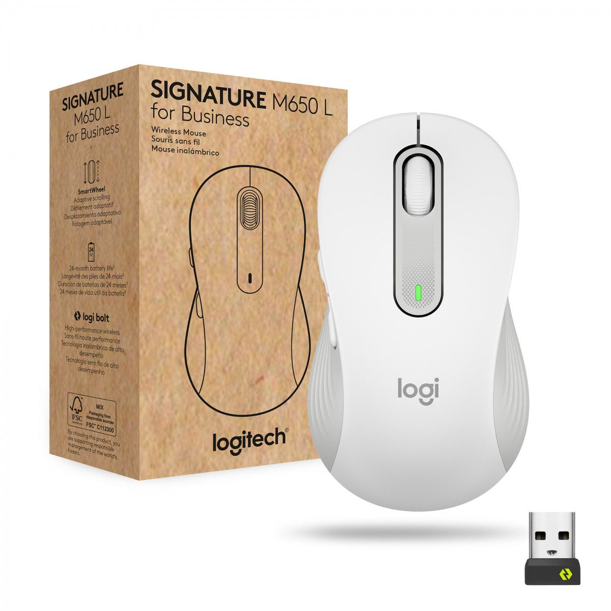 Logitech 910-006275 M650 Signature for Business Wireless Mouse Off-white