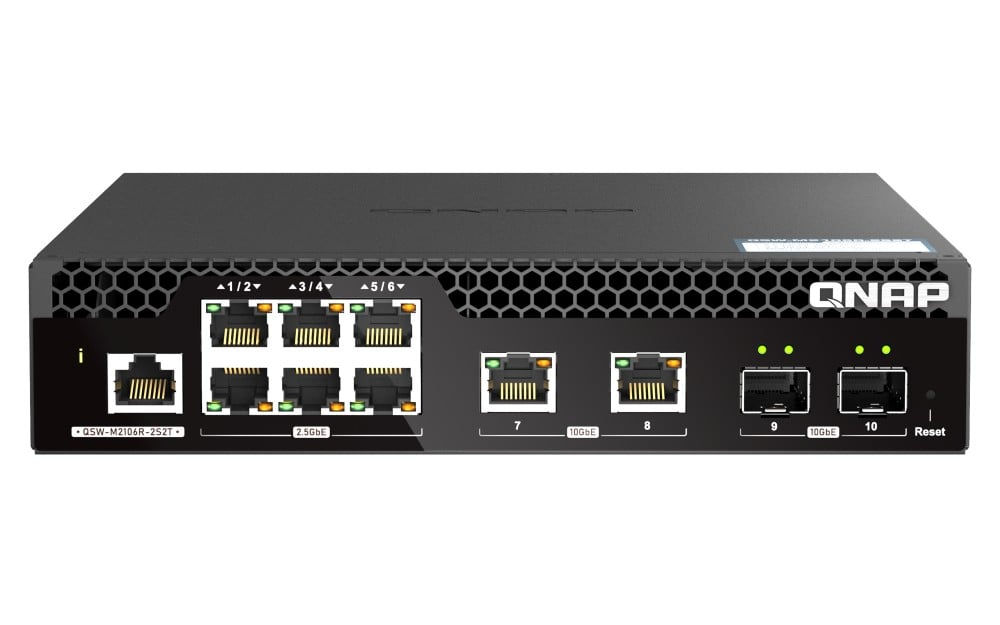 QNAP QSW-M2106R-2S2T network switch managed, 4 port 10Gb Ethernet SFP+, 6 port 2