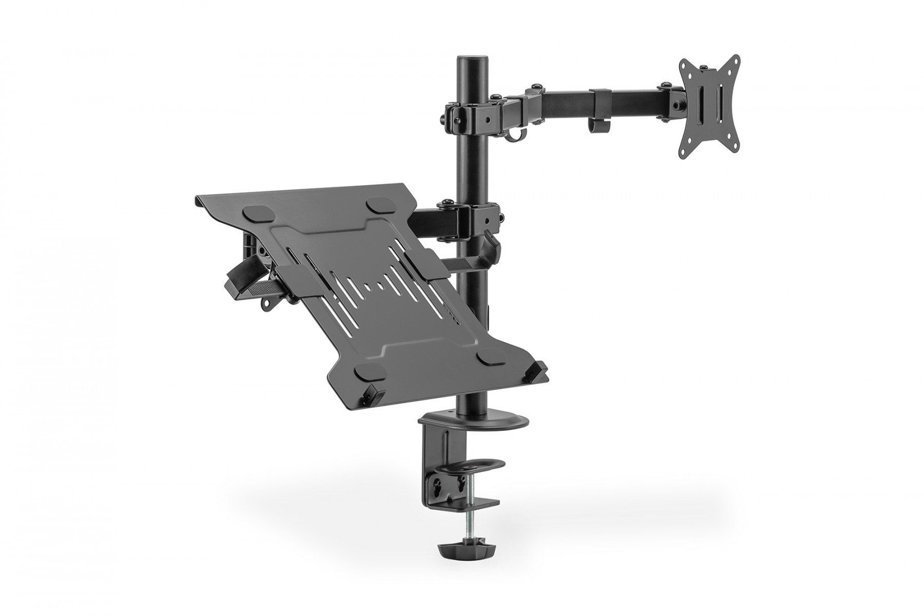 Montior Arm (17-32") / Notebook Tray 9 kg. max. each, clamp or grommet mount