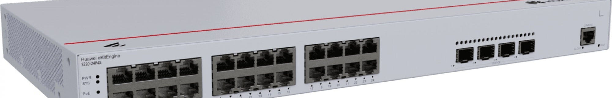 Huawei Switch S220-24P4X (24*GE ports(400W PoE+), 4*10GE SFP+ ports, built-in AC