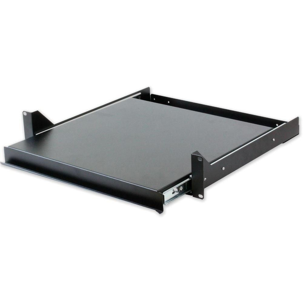 2U 400mm 19" Rack Shelf, Sliding, Black