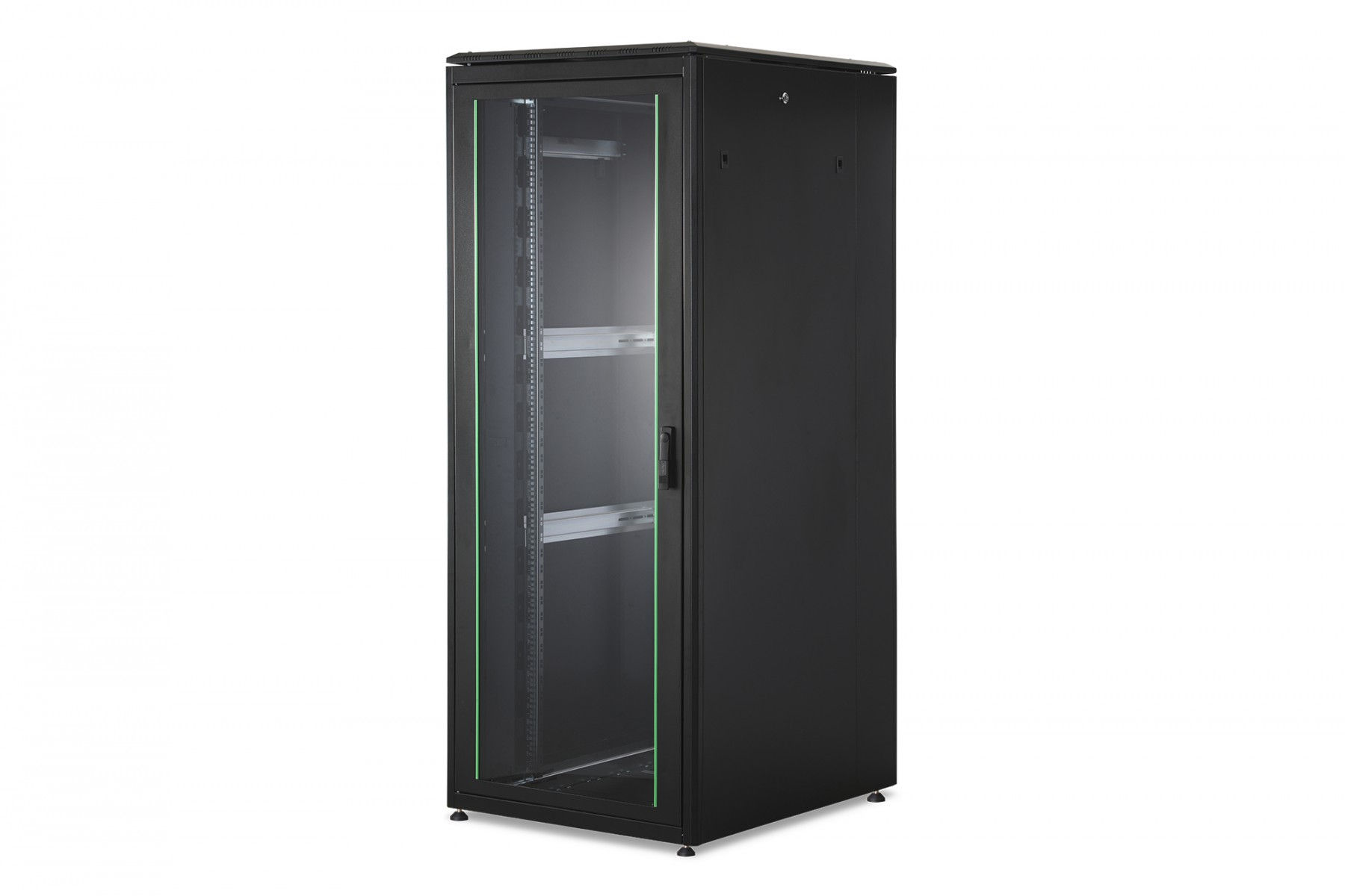 Unique 19" 42U standing network cabinet rack 800x1000, front door glass, black,