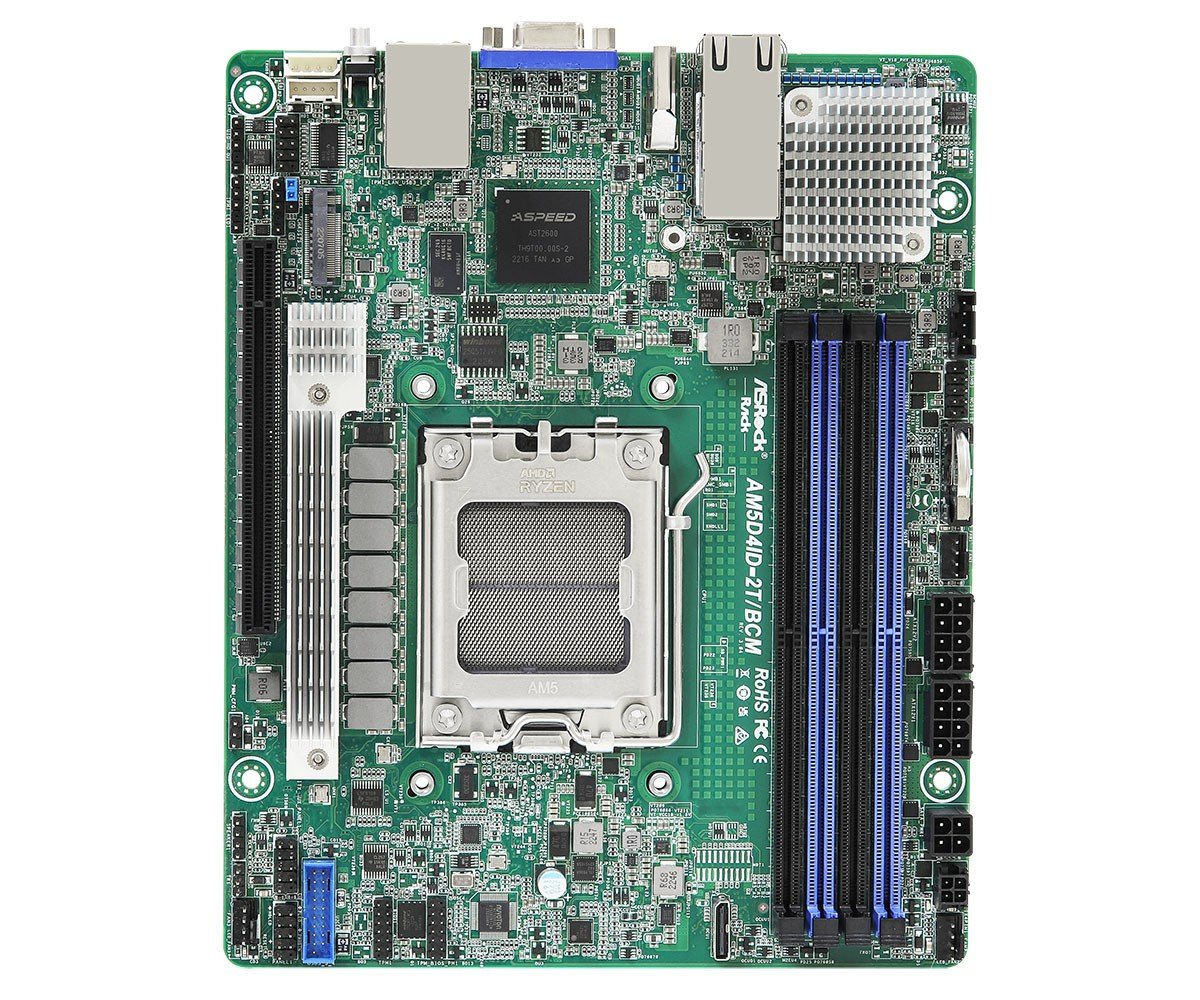 ASRock AM5D4ID-2T/BCM, 1xSKT AM5, AMD Ryzen 7000, X300, 4xDIMM, 1xM.2, 2x10GbE,
