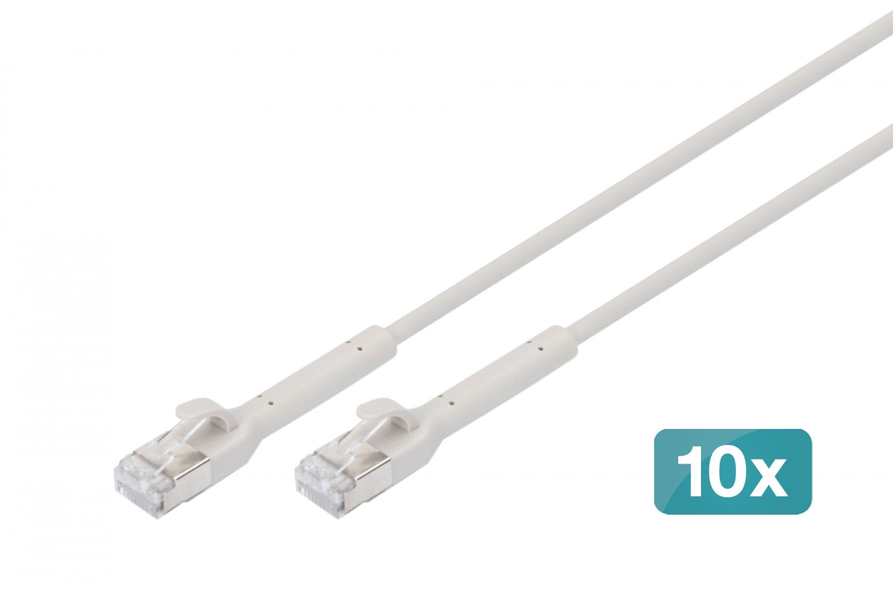 Digitus DK-1632-A-050B-10 Angled patch cord CAT 6A F-FTP, copper, 5 m, grey, 10