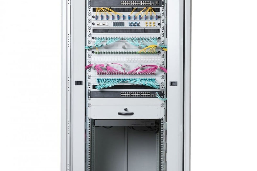 Thumbnail: Unique 19" 42U standing network cabinet rack 800x800, front door glass, gray, 80