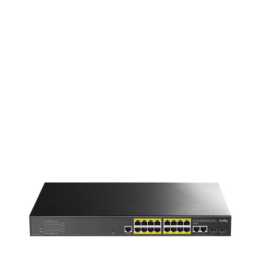Cudy 16-Port Layer 2 Managed Gigabit PoE+ Switch with 2 Uplink Gigabit Ports and