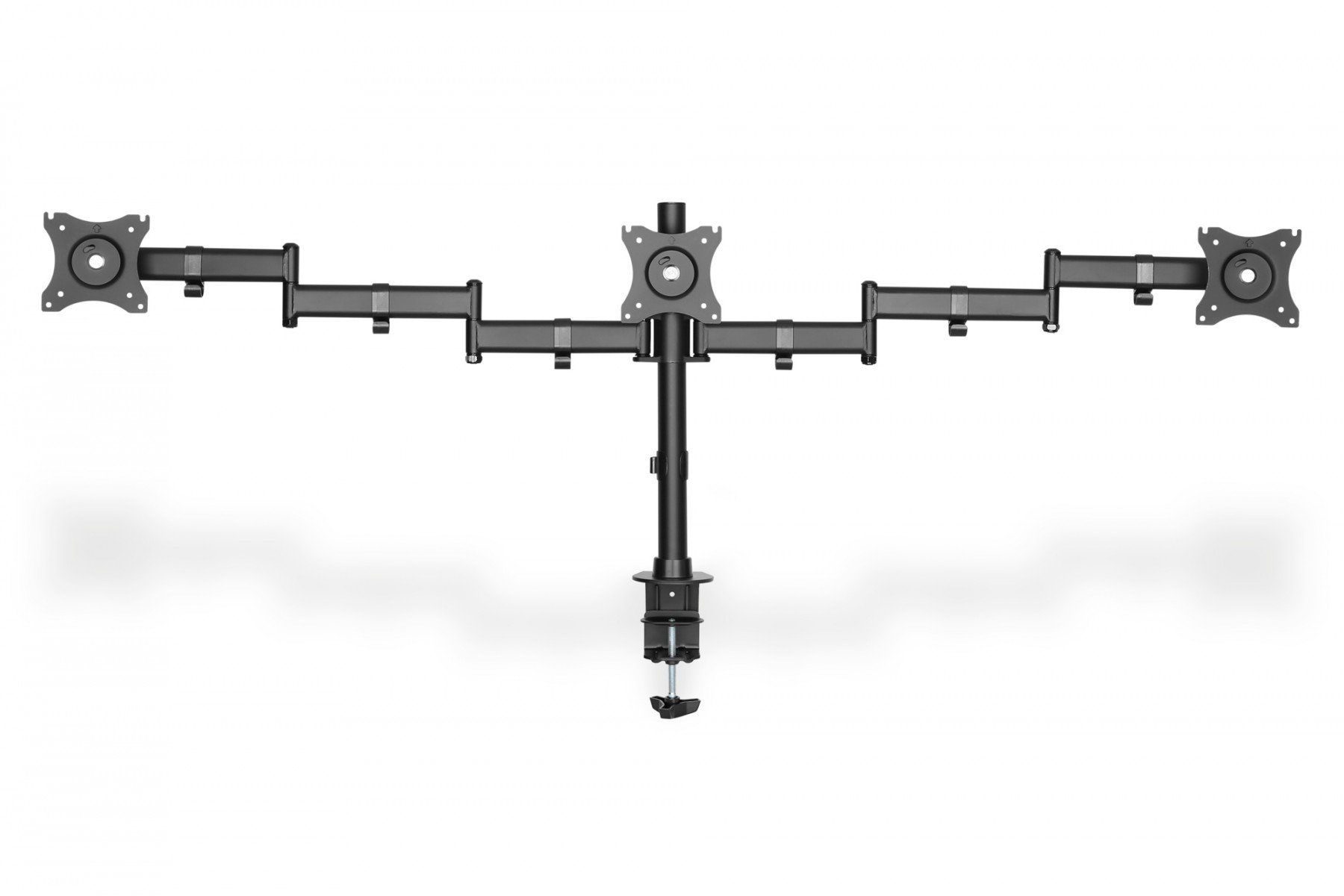 Triple Monitor Desk Clamp Mount, 15-27",black max. load 3x8Kg,VESA max. 100x100