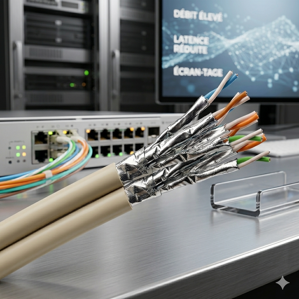 CABLE INFORMATIQUE Cable LAN CAT 6A F/FTP Dca 2x4P 550 MHz LSZH
