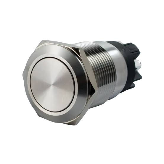 Bouton poussoir, Ø 19 mm, en acier inoxydable, bornes à vis, contact NO+NF