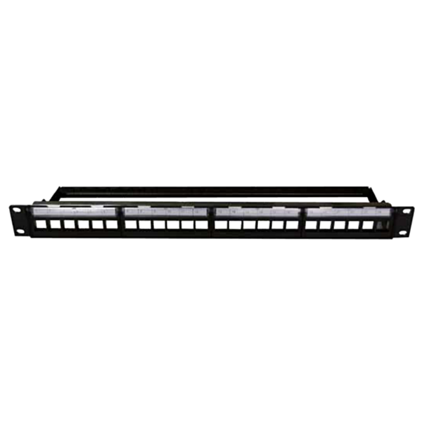 Panneau "brassage" nue 24 ports blindés Support cable & Façade amovible