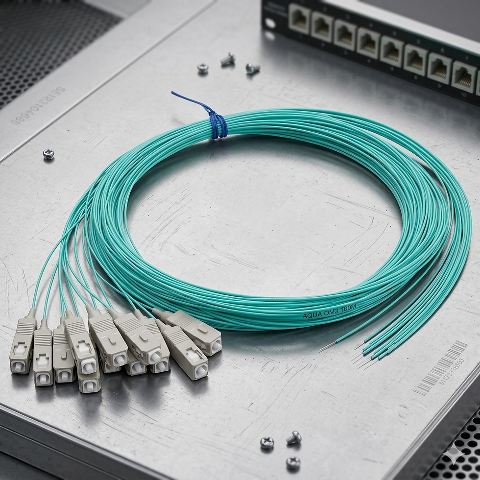 Lot de 12 pigtails optiques OM3 LC turquoise de 2 mètres