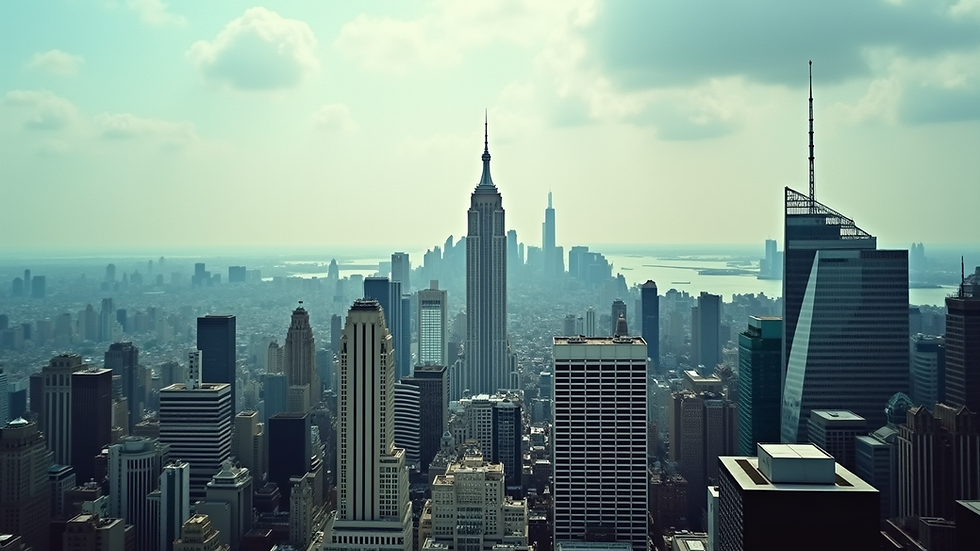 High angle view of a bustling city skyline