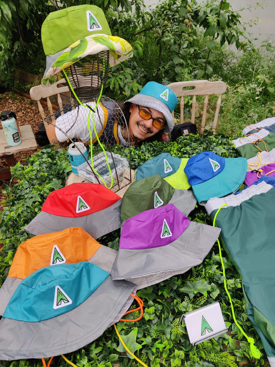 Upcycled festival bucket hats