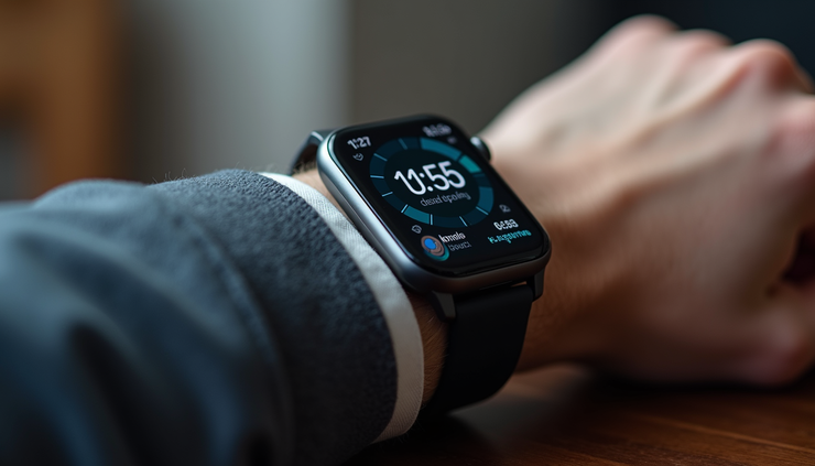 Close-up of a smartwatch displaying sleep tracking data on a wrist