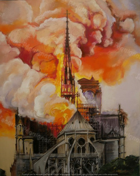 48x60 cm Incendie Notre-Dame_n°2