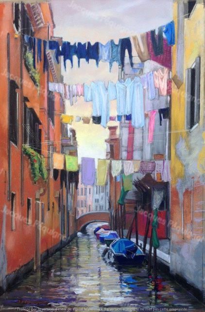74x49 cm VENISE - Jour de lessive