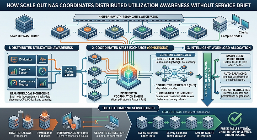 How Scale Out NAS Storage Coordinates Distributed Utilization Awareness Without Service Drift?